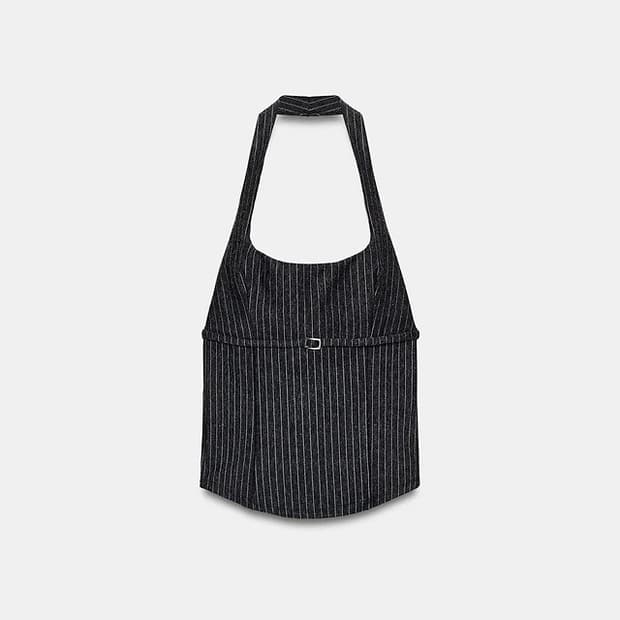 Zara 자라 홀터넥 인터록 탑 진회색 S