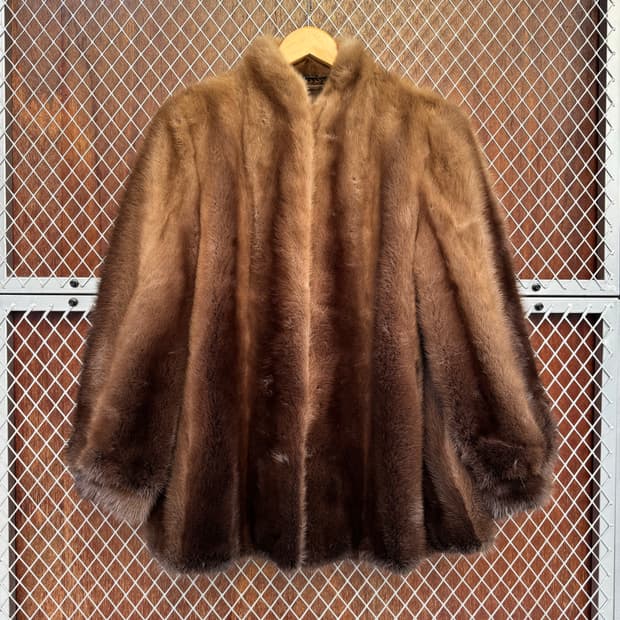 빈티지 브라운 밍크 퍼 코트 자켓