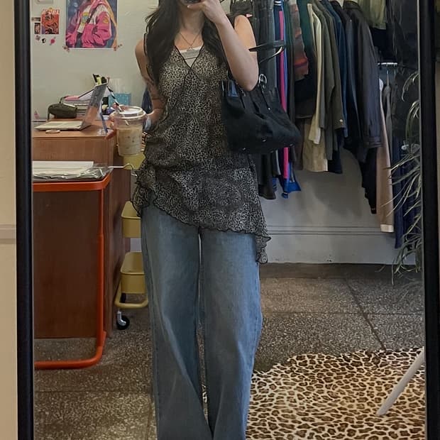 레오파드 레이어드 슬리브리스 [무배]