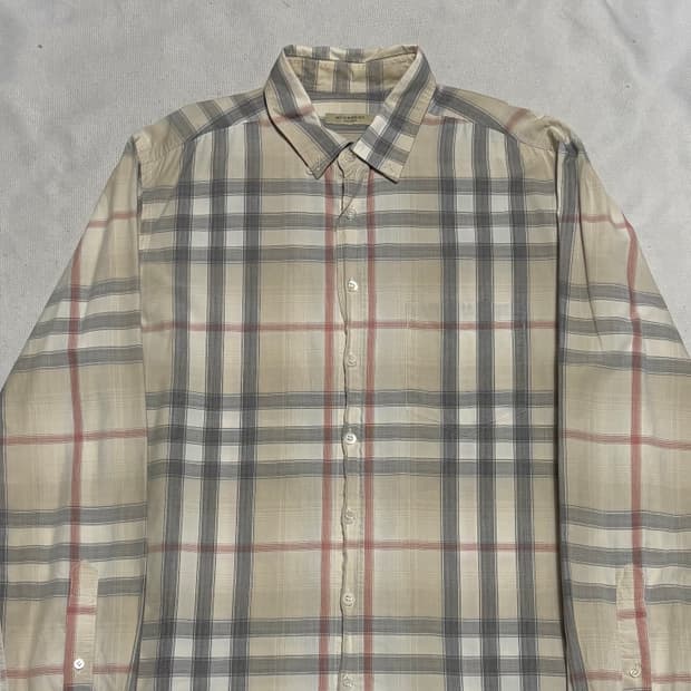 L 버버리 베이지 체크 셔츠