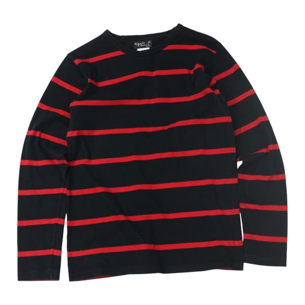 아네스베 빈티지 레드 스트라이프 블랙 롱슬리브 0