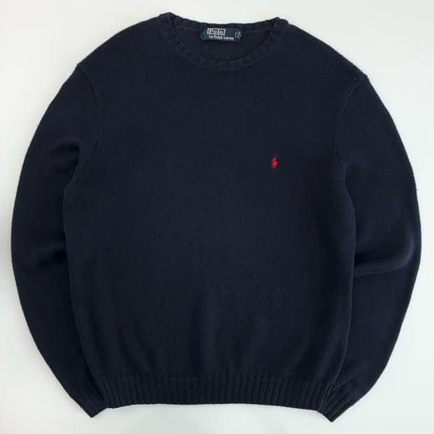 Polo  폴로 랄프로렌 90,s 자수 코튼 네이비 니트 