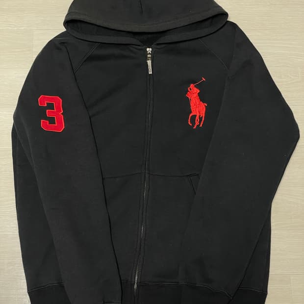 (희귀템) 폴로 빅포니 블랙 후드집업 L