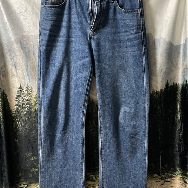 32) PLAC 청바지 스트레이트 세미 와이드 데님 팬츠