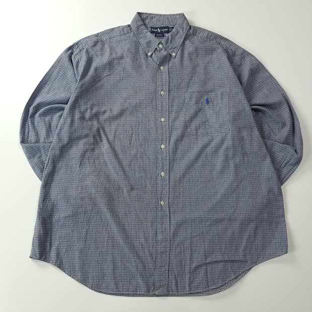 CJ493 2XL 폴로 빅사이즈 블루블랙 마이크로하운드투스 셔츠 남방