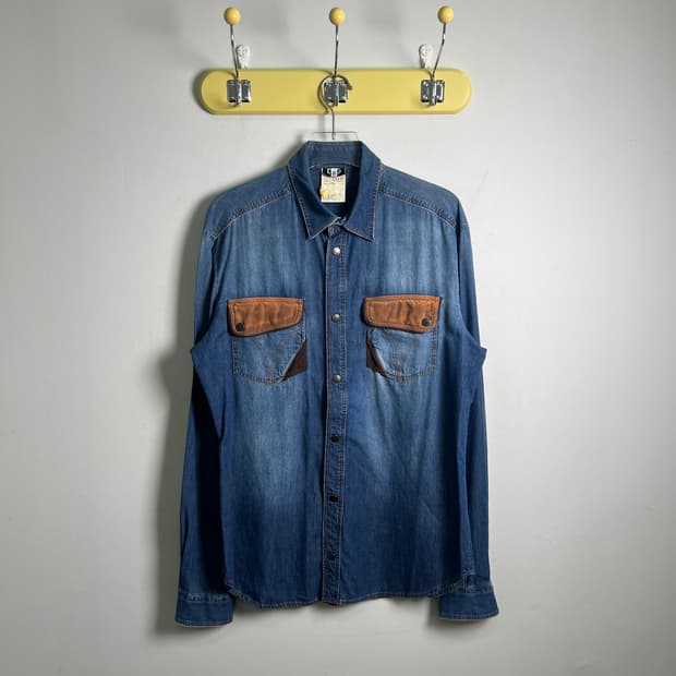 돌체앤가바나 스웨이드 패치 포켓 웨스턴 데님 셔츠 50