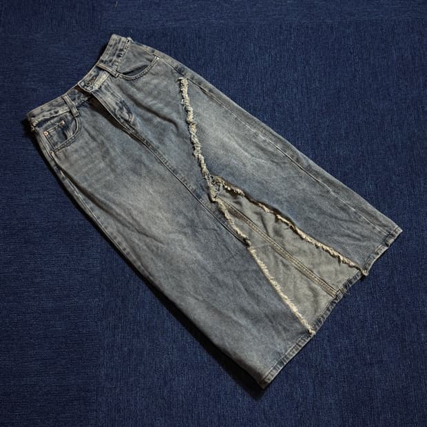 빈티지 앞트임 데님 롱 스커트