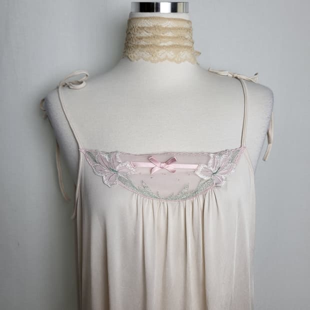 빈티지 피치 아이보리 슬립 드레스