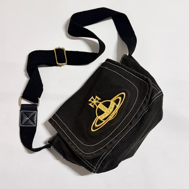 비비안웨스트우드 코튼 캔버스 숄더백