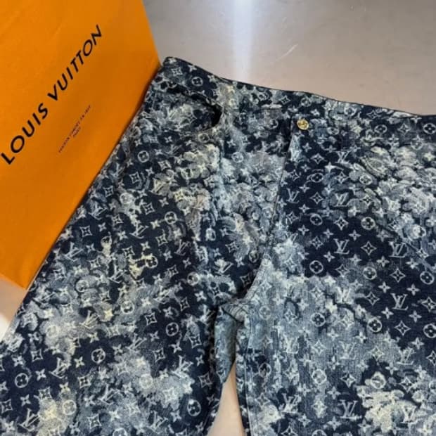 [정품] 루이비통 태피스트리 모노그램 자수 데님 스티치 팬츠 L