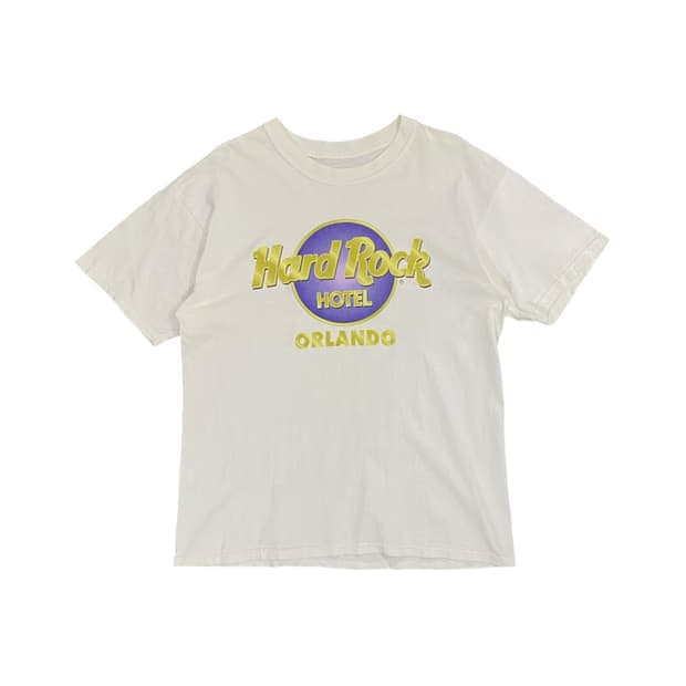 Hard Rock 호텔 골드 로고 프린팅 반팔 티셔츠
