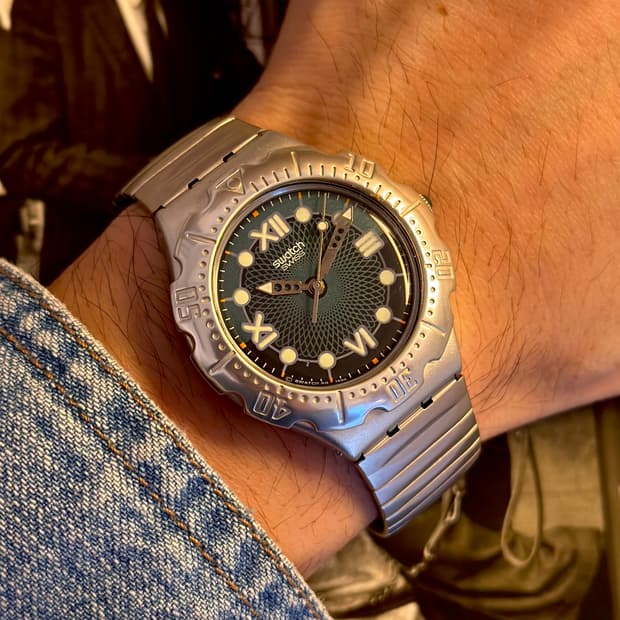 96년판) 빈티지 스와치 익스팬션 스트랩 실버 spaceship