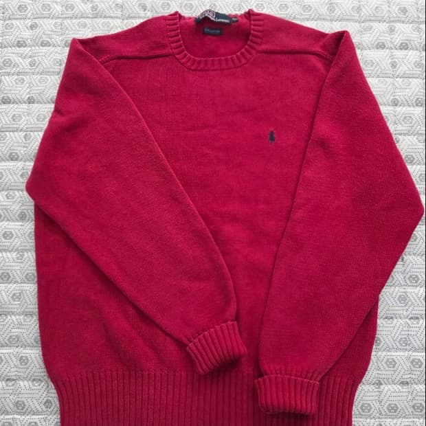 폴로 랄프로렌 레드 크루넥 니트 100