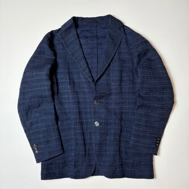 The GIGI 더 지지 린넨 코튼 체크 싱글 2B 블레이저 PN8271