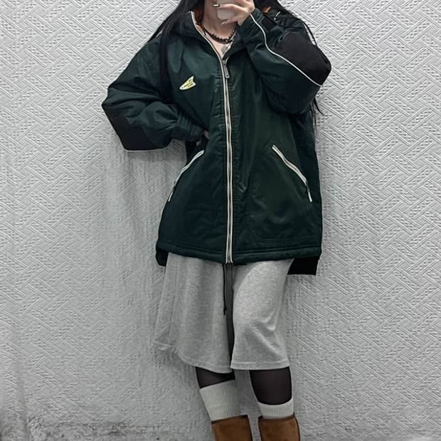 오닐 올드스쿨 레트로 딥그린 누빔 바람막이 자켓 L C08725