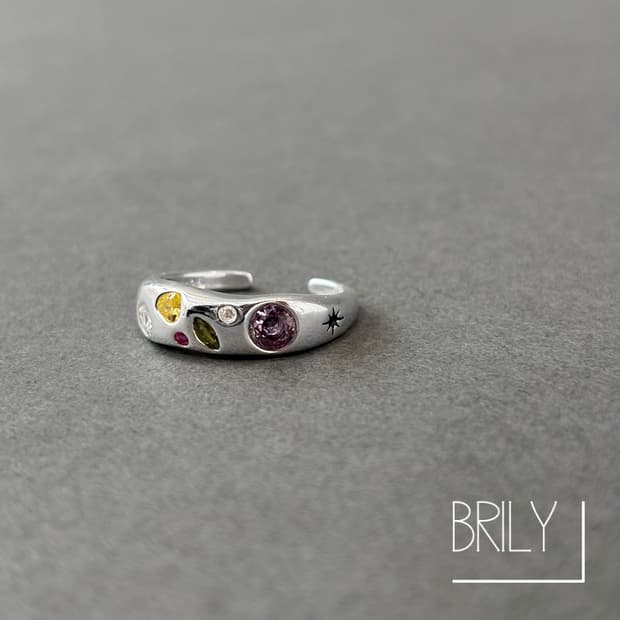 [Unisex] AMBER 이코니카 스톤 925실버 뱅글 반지