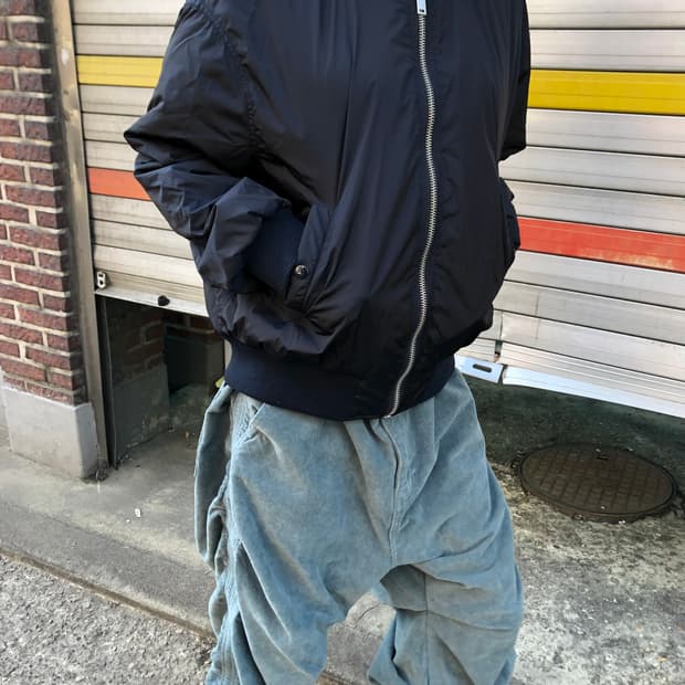 Yoke Gather Quilted Lining Bomber Jacket