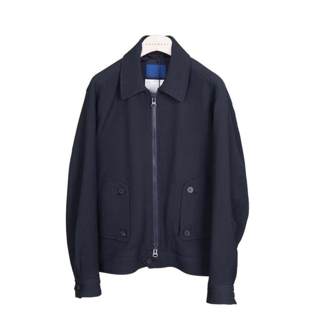 NAVY STRETCHED TWILL HARRINGTON JACKET 