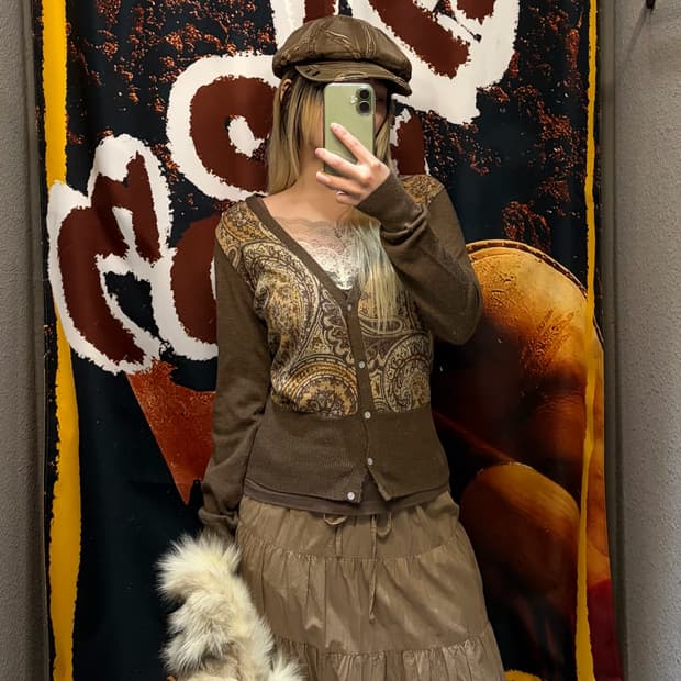 빈티지 페이즐리 에스닉 가디건