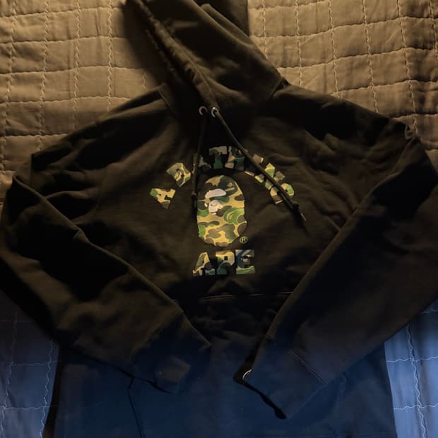 베이프 ABC 카모 컬리지 풀오버 후드 블랙