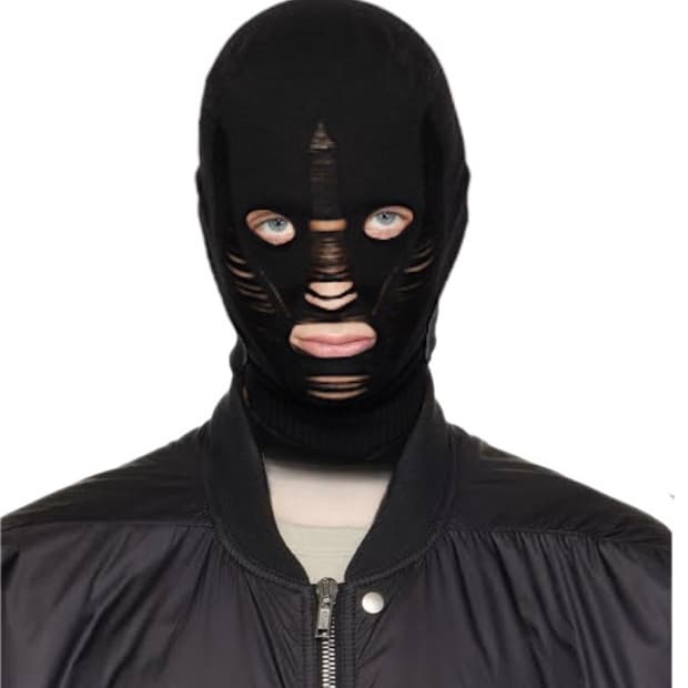 릭오웬스 25ss 런웨이 스컬 바라클라바 블랙