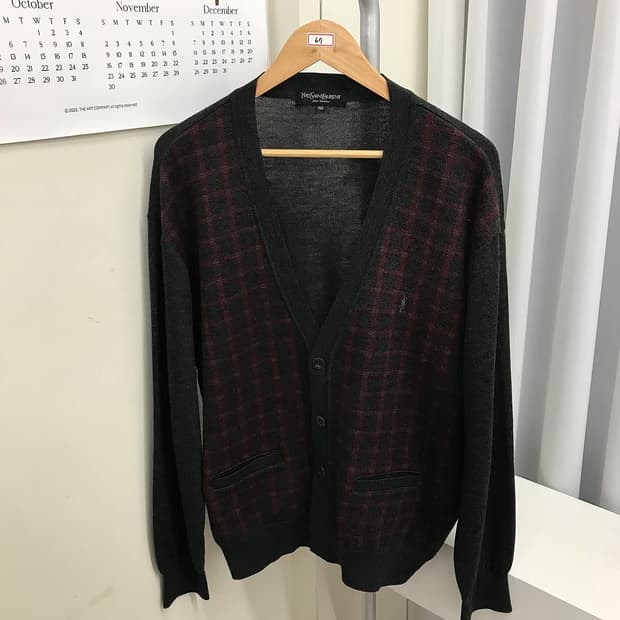 입생로랑 로고 울 가디건