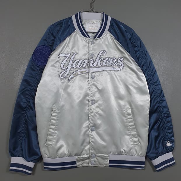 [L] MLB 00s 대장급 희귀 뉴욕 양키즈 바시티 새틴 스타디움 자켓