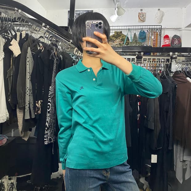 Burberry 로고 자수 민트 롱슬리브