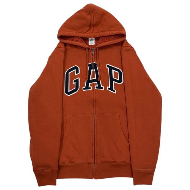 GAP 빈티지 스펠로고 보아털 후드집업 자켓 오렌지 M