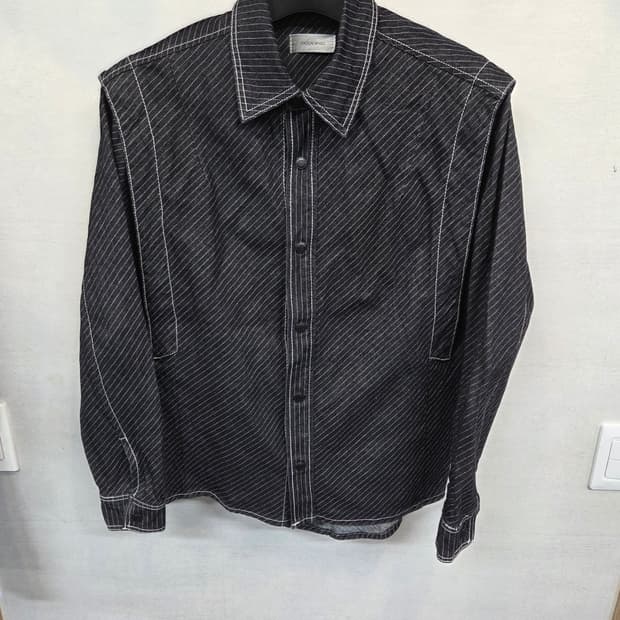 메종미네드 스트라이프 블랙 데님셔츠 긴팔 m