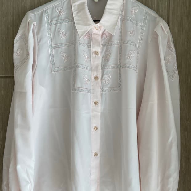 란제리룩 시스루 딸기우유 핑크 퍼프 블라우스