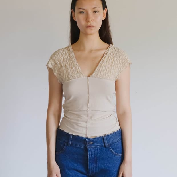 [XS,S,M]베이스레인지 Nehru 슬리브리스 탑/베이지