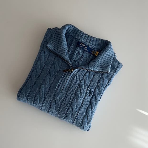 폴로 랄프로렌 꽈배기 하프집업 니트 m