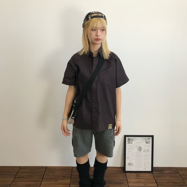 Adidas 3 Stripe Brown Short Sleeve Shirt