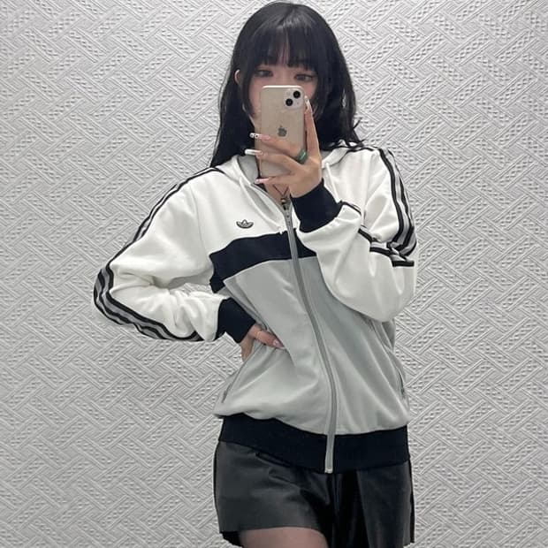 아디다스 희귀 Y2K 캐주얼 키치 오레오 져지 후드집업 95 C11498