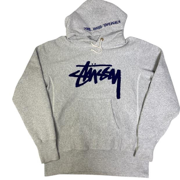 스투시x챔피온 재팬 그레이 기모 후드 M