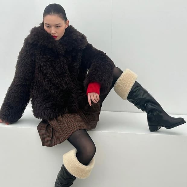 포니테일 ponytail shaggy faux fur jacket