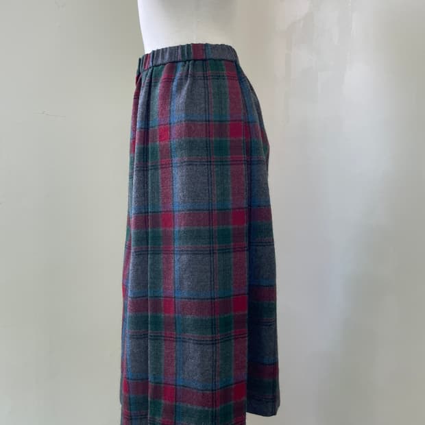 빈티지 울 클래식 체크 스커트 