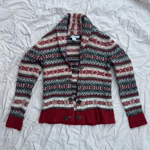 빈티지 노르딕 울 니트 가디건