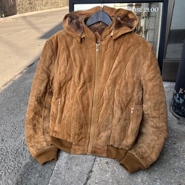 HI Gear 스웨이드 후드 가죽자켓 