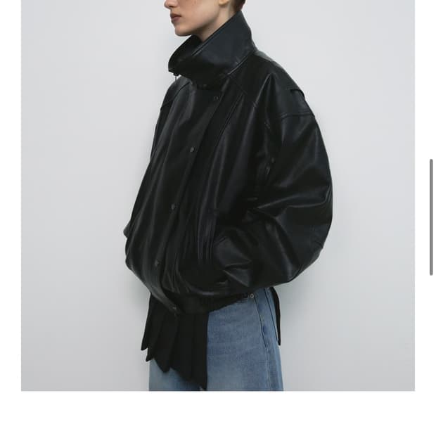 샌드릭 하이넥 레더자켓 블랙 