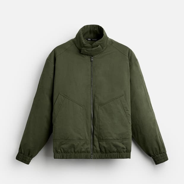 자라 패딩보트 점퍼 카키