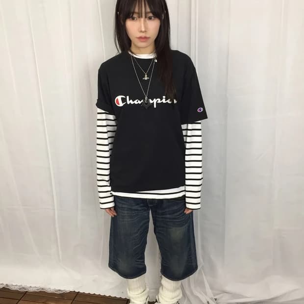 Champion Black Script Logo Tee