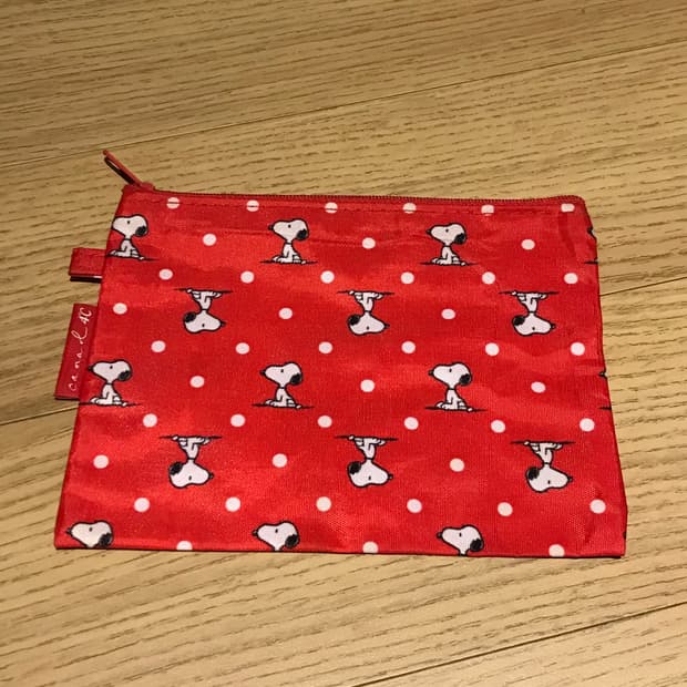 스누피 도트 레드 파우치