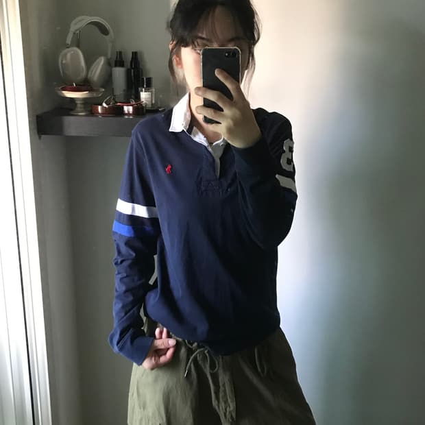 폴로 랄프로렌 포니 로고 네이비 긴팔 럭비티