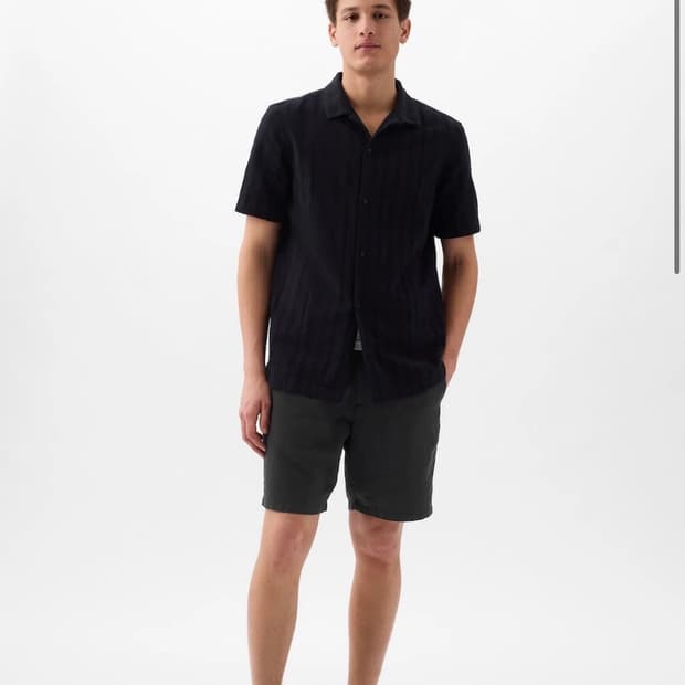 갭 GAP 린넨 반바지 프렙스터 검정 28 새제품