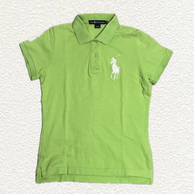 폴로 랄프로렌 빅포니 라임색 슬림핏 카라티 M