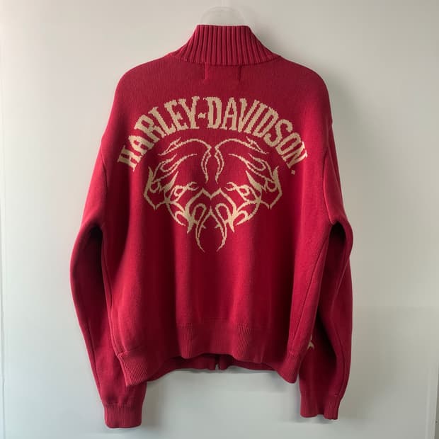 90s 할리 데이비슨 플레임 니트집업