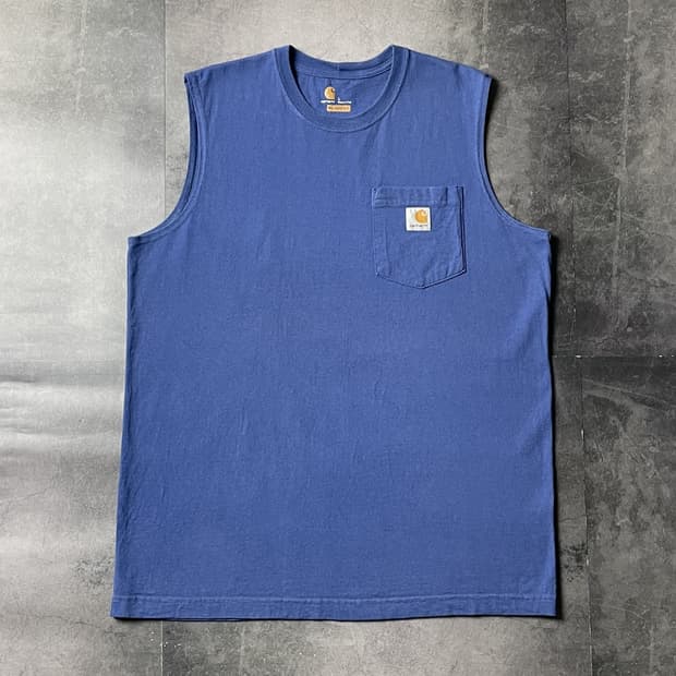 CARHARTT 칼하트 블루 포켓 슬리브리스 A01187