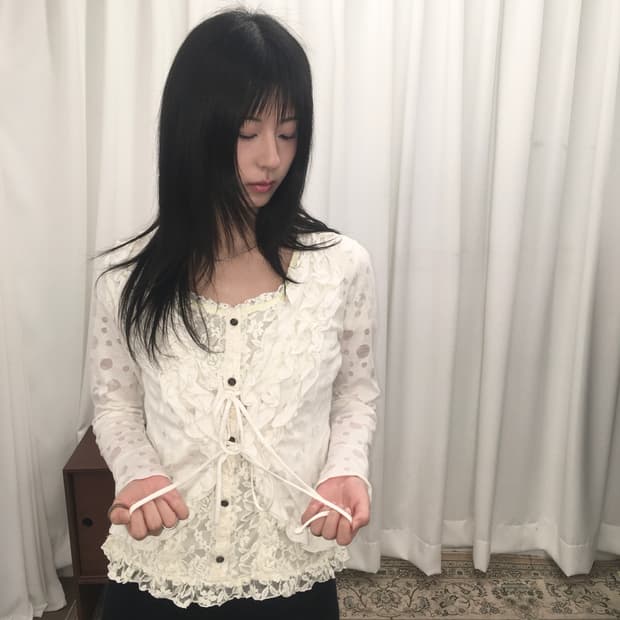 아이보리 도트 가디건